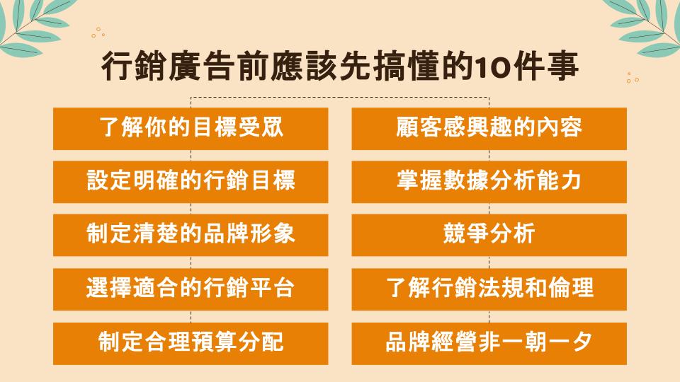 廣告行銷前應該搞懂的十件事情